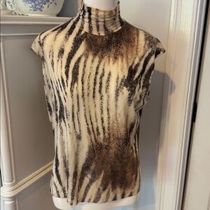 Les Copains Brown and Cream Zebra Print Top almost vintage
